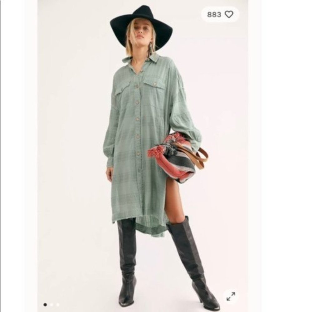 Free People Sahara Sounds Shirt Dress Small NWT - Picture 4 of 9